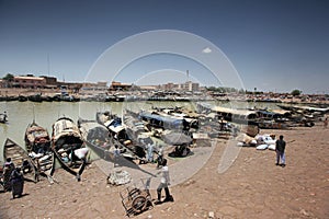Overview of the harbor of Mopti, Mali