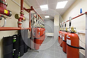 Overview of industrial fire extinguishing system. photo