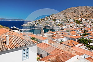 Overview of the island of Hydra, Greece