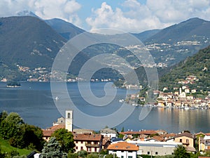 Overview of Lake Iseo with Peschiera Maraglio in Montisola - Italy photo