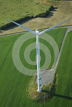 Overview of a lonely wind turbine