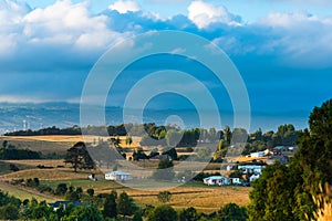 Overview of Meadows around Chonchi, Chiloe Island photo