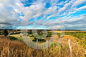 Overview of Meadows around the town of Chonchi in thr Chiloe Island photo