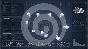 Overview of the molecule of biphenyl on the computer screen. Loopable 3d animation