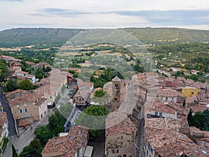 Overview of Moustiers-Sainte-Marie, France.