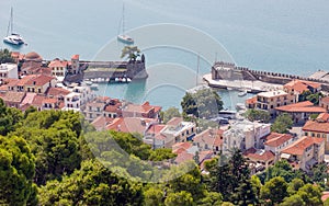 Overview of Nafpaktos harbor, Greece