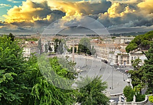 Overview on Piazza del Popolo in Rome