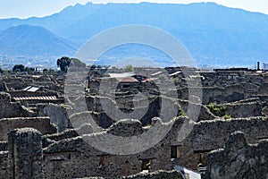 Overview of Pompeii Archaeological Site, nr Mount Vesuvius, Italy