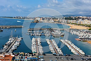 Overview port of Blanes at Coasta Brava, Spain