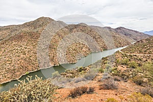 Overview of Salt River at Apache trail scenic drive, Arizona