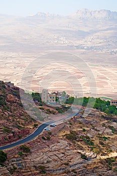 Overview of Shibam valley seen from Kawkaban, Yemen
