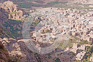 Overview of Shibam valley seen from Kawkaban, Yemen