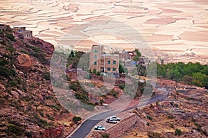 Overview of Shibam valley seen from Kawkaban, Yemen