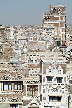 Overview at the tower houses of old Sana