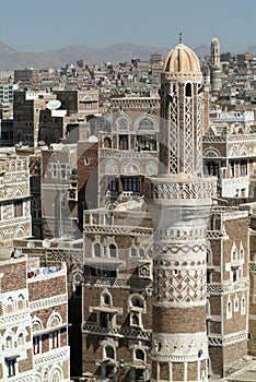 Overview at the tower houses of old Sana photo