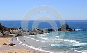 Overview of Zambujeira do Mar village beach photo