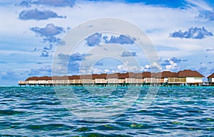 Overwater bungallows resort Olhuveli island Maldives