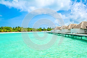 Overwater bungalow in the Indian Ocean