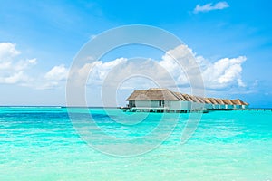 Overwater bungalow in the Indian Ocean