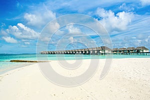 Overwater bungalow in the Indian Ocean