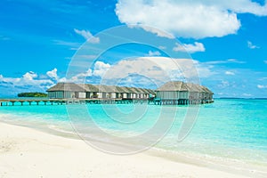 Overwater bungalow in the Indian Ocean