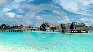 Overwater bungalow in Maldives Islands;