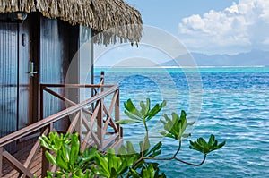 Overwater bungalow with view of amazing blue lagoon