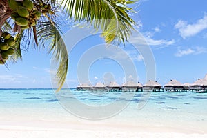 Overwater bungalows in the lagoon