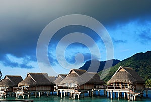 Overwater bungalows. Moorea, French Polynesia