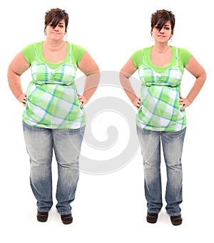 Antes a después exceso de peso 45 viejo una mujer 