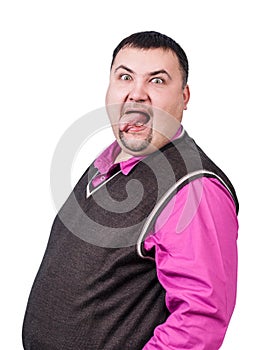 Overweight businessman hamming photo
