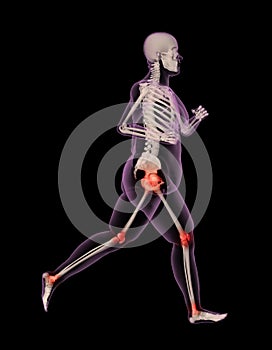 Overweight female medical skeleton running