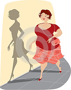 Overweight Lady and Her Shadow
