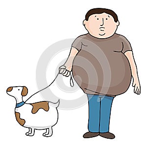 Overweight Man and Dog