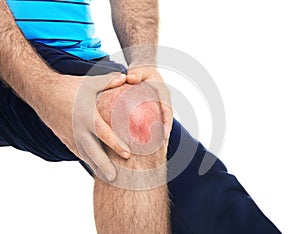 Overweight man suffering from knee pain