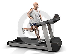 Overweight man on the treadmill