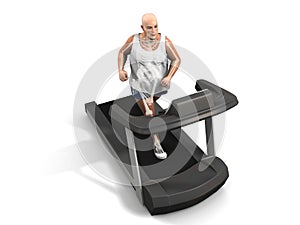 Overweight man on the treadmill