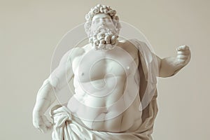 Overweight marble sculpture. Statue of a person with obesity, fat people, obesity, body size, dieting and nutrition, body