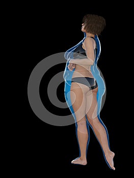 Overweight obese female vs slim fit healthy body