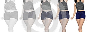 Overweight obese female vs slim fit healthy body