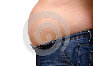 Overweight paunchy fat man photo