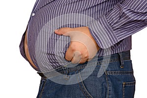 Overweight paunchy fat man photo