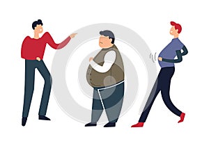 Overweight person going down street people mocking fat male