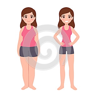 Overweight and slim woman