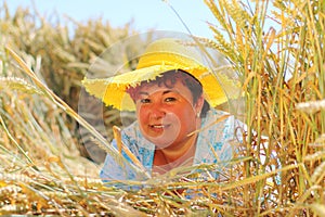 Overweight woman enjoying life during summer vacations.