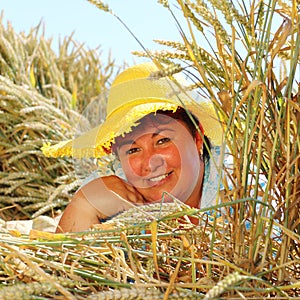 Overweight woman enjoying life during summer vacations.