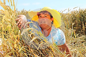 Overweight woman enjoying life during summer vacations.