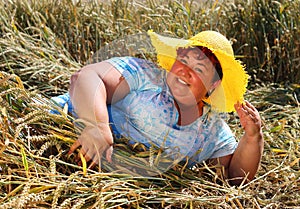 Overweight woman enjoying life during summer vacations.