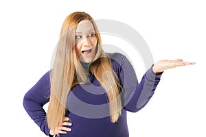 Overweight woman holding nothing