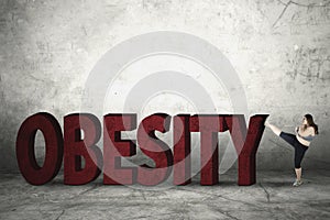 Overweight Woman with Obesity Word